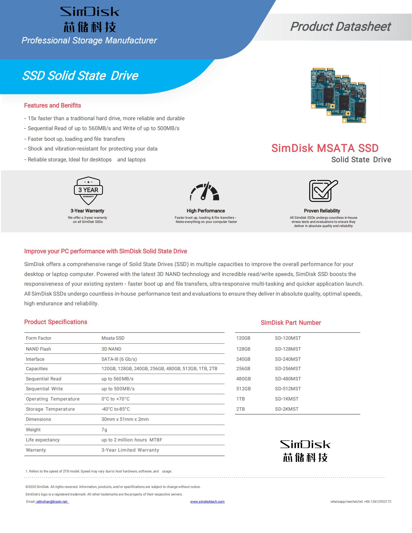 Ficha de Dados SimDiks Msata SSD_00