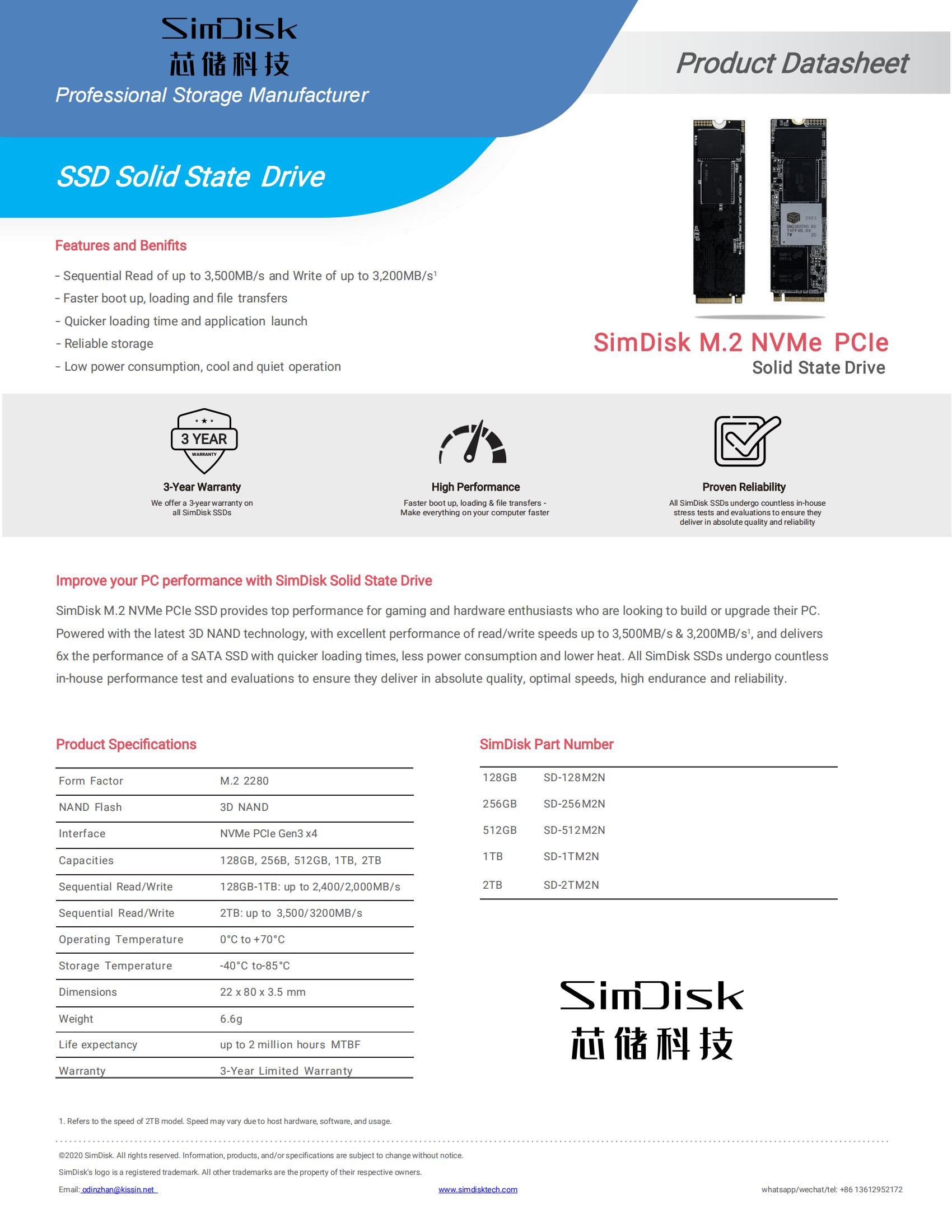 SimDisk M.2 NVME SSD ڈیٹا شیٹ_00